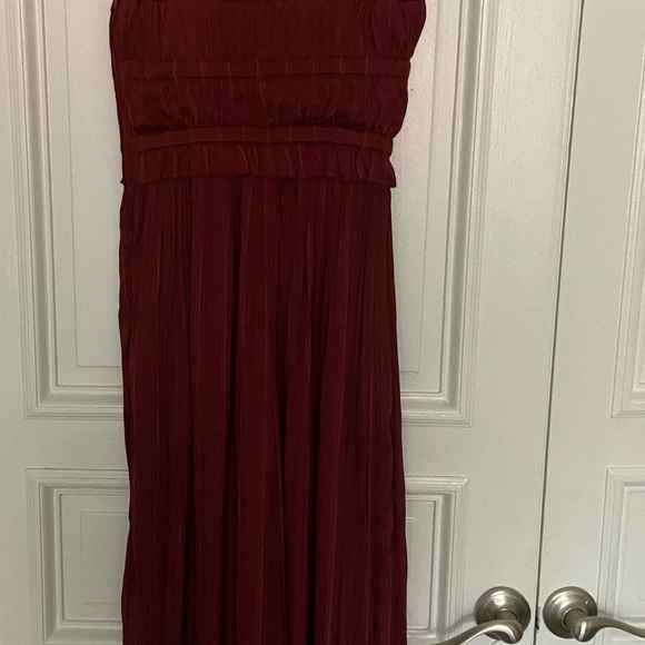 Anthropologie Current Air Red Silky Formal Wide Spaghetti Strap Jumpsuit XS - Picture 6 of 12